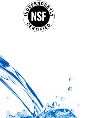 NSF 42 - Efectos estéticos olor , sabor y aspecto NSF 53 - Metales pesados y contaminantes orgánicos volátiles NSF 55 - STA Ultravioleta Microbiológico y bactericida Marca eSpring ™ es ​​el primero en ser certificado con la norma NSF / ANSI 401 contaminantes emergentes, productos farmaceuticos, antinflamatorios, antibioticos, antidepresivos, anticonceptivos,a ntiepilepticos, disruptores BPA BPS. TCPP,TCEP, herbicidas etc. NSF P477: Reducción de microcistina, algas cianotóxicas presentes en las aguas potables