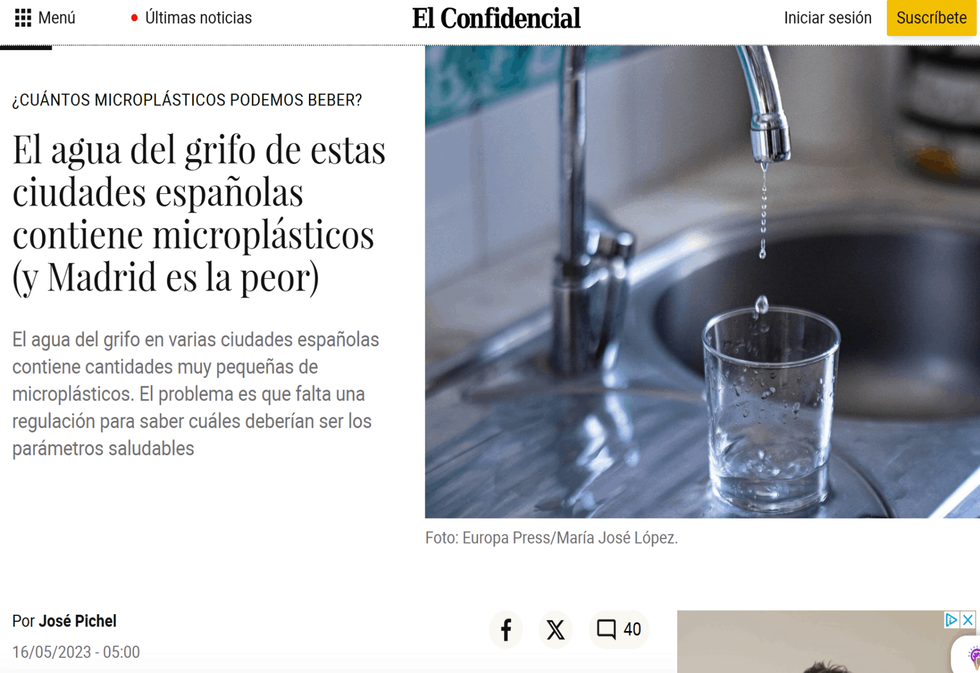 El Confidencial El agua del grifo de estas ciudades contiene microplásticos (Madrid es la peor)
